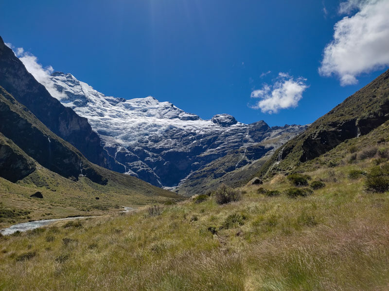 Eisgletscher im Tal - Earnslaw bei Queenstown, Neuseeland